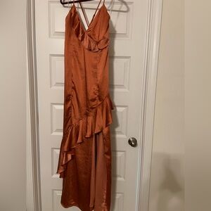 Lulus Coral Ruffled Dress